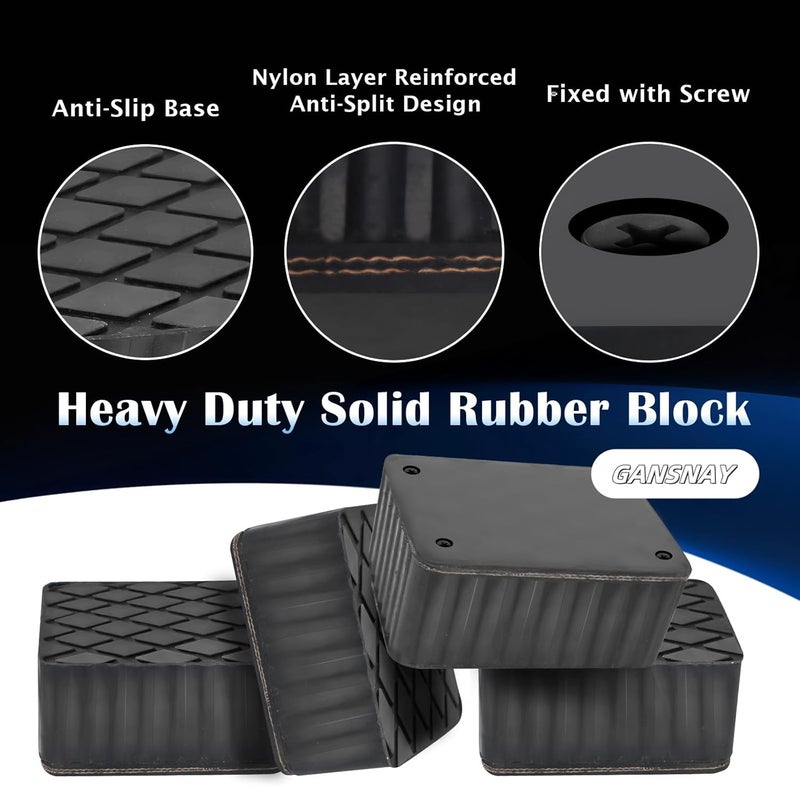 GANSNAY Rubber Block for Car Lift- Nylon Layer Reinforced, Heavy Duty 7000lbs Capacity, Anti-Split Spacer Pads for Commercial Scissor Lift, SUVs, Trucks& More- 6.3″(L)×4.7″(W)×2.4″(H) 1Piece - Image 4